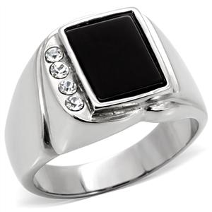GENUINE ONYX STAINLESS STEEL MENS RING-sz12/13